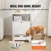 Pet Feeding Station with 2 Stainless Steel Bowls, Elevated Dog Bowls with Storage, Dog Food Storage and Feeder Station with Tilt Out Storage Cabinet