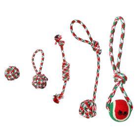 Set Of 5Pcs Christmas Dog Rope Chew Toys Dog Interactive Toys Set For Puppy Small Medium Aggressive Chewers Dogs Training Teething Playing (Option: MULTICOLOR)