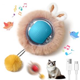 Interactive Toys Ball For Cats, Dog,Agile Moving Cat Ball ,Motion Activated Automatic Moving Ball With Lights,with Fluffy Tail And Bunny Ears For (Option: BLUE)